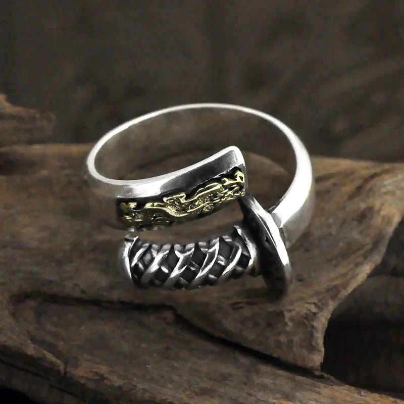 Silver Retro Distressed Ring for Men
