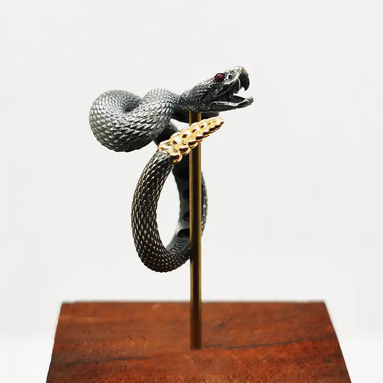 Sterling Silver Plated Rattlesnake Ring