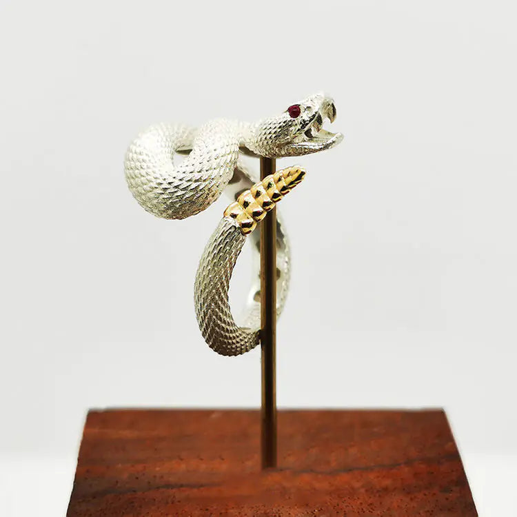 Sterling Silver Plated Rattlesnake Ring