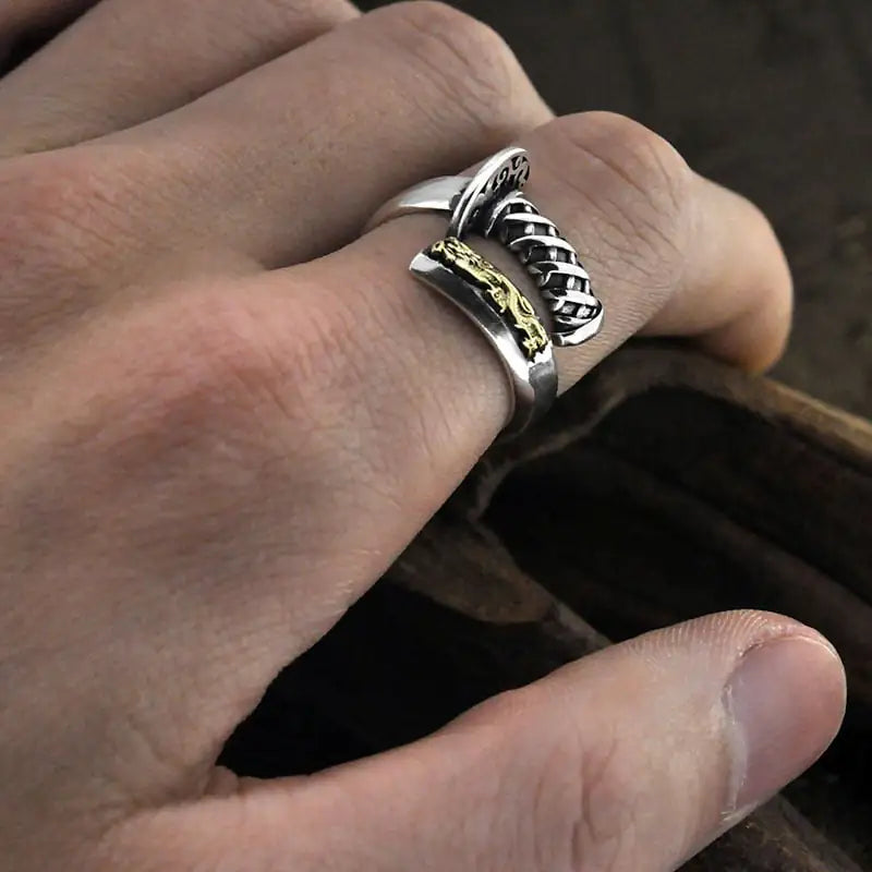 Silver Retro Distressed Ring for Men
