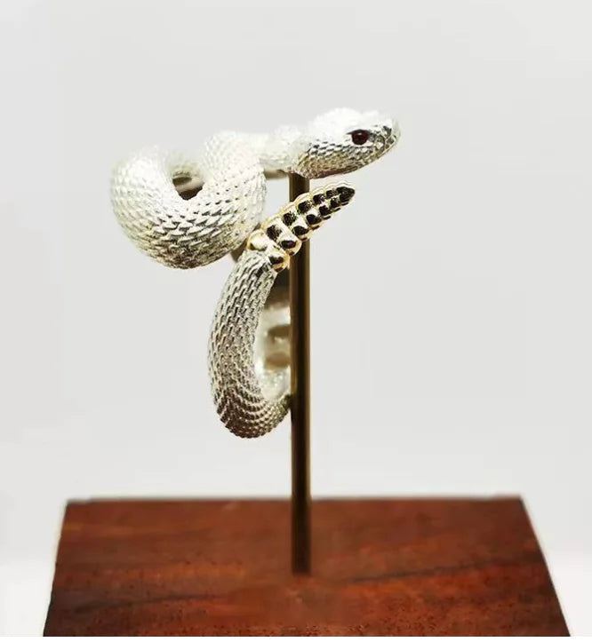 Sterling Silver Plated Rattlesnake Ring