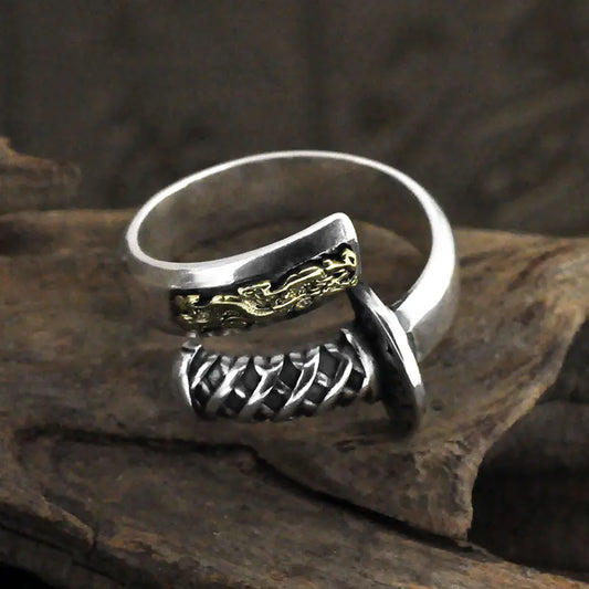Silver Retro Distressed Ring for Men